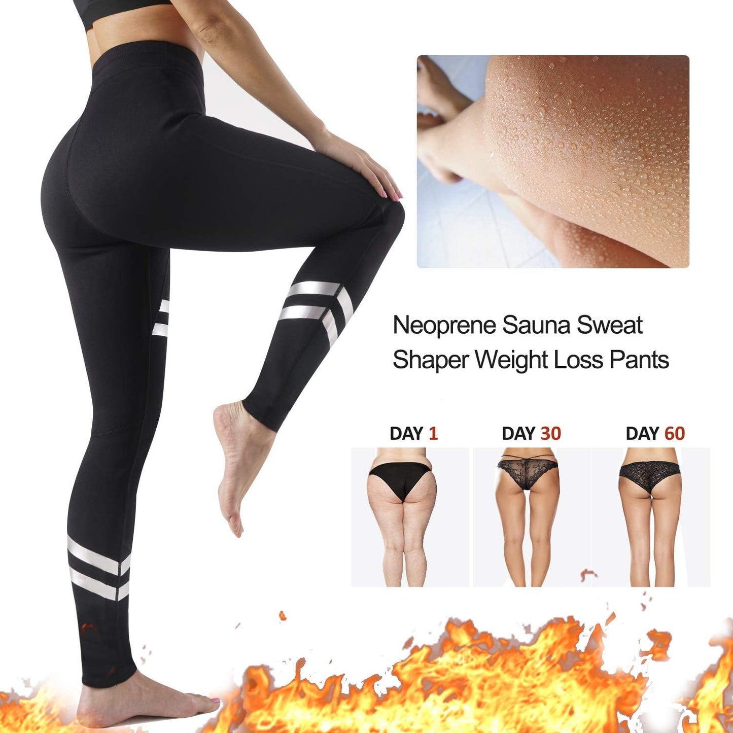 Neoprene Sauna Leggings Sweat Pants High Waist Slimming Leggings Tummy Control Weight Loss Workout Tights for Women