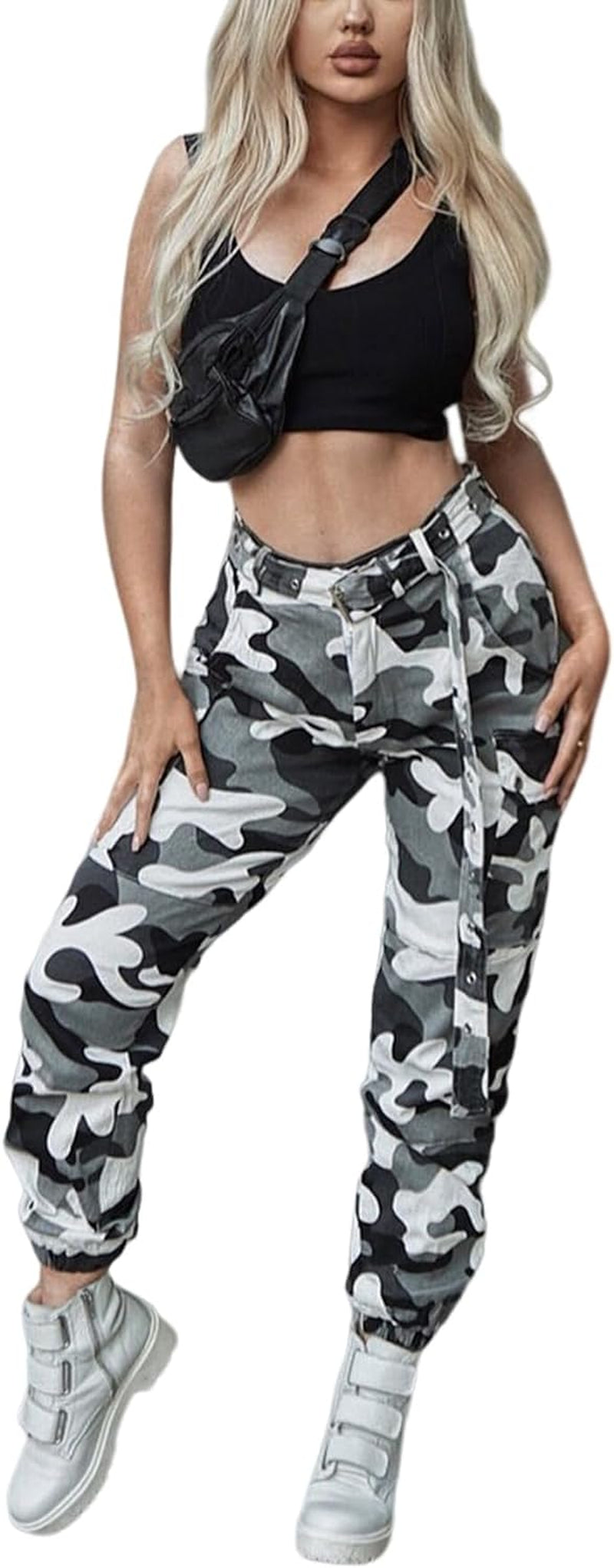 Army Fatigue Pants for Women, High Waisted Camo Pants for Women, Cargo Camouflage Pants for Women