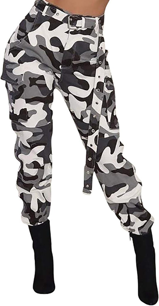 Army Fatigue Pants for Women, High Waisted Camo Pants for Women, Cargo Camouflage Pants for Women