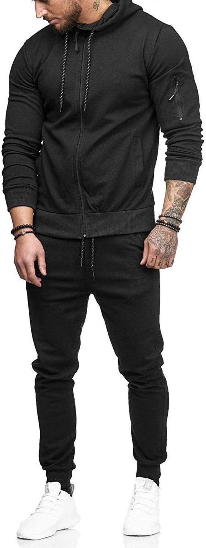 Mens Tracksuit 2 Piece Sweatsuit Sets Casual Hoodie Jogging Athletic Suits
