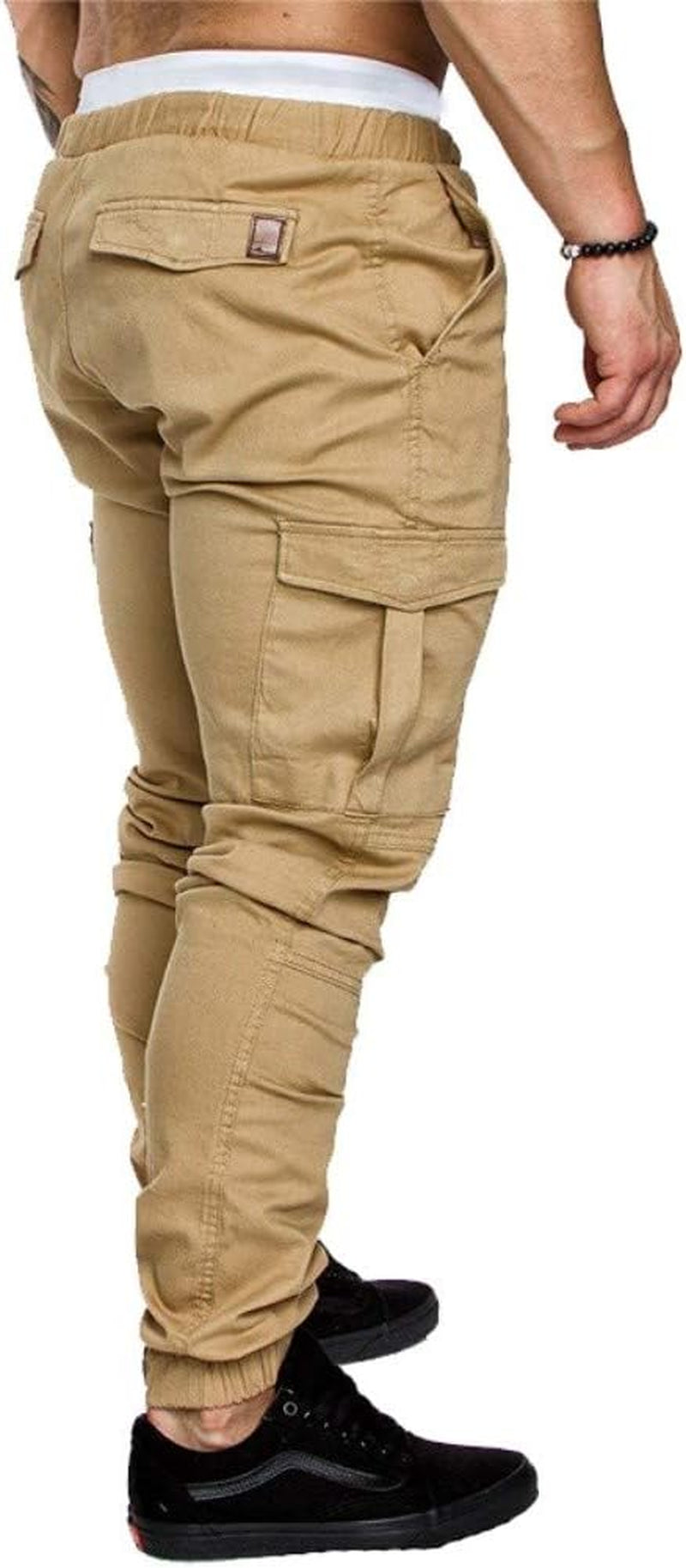 Mens Fashion Joggers Sports Pants - Cotton Cargo Pants Sweatpants Trousers Mens Long Pants Khaki