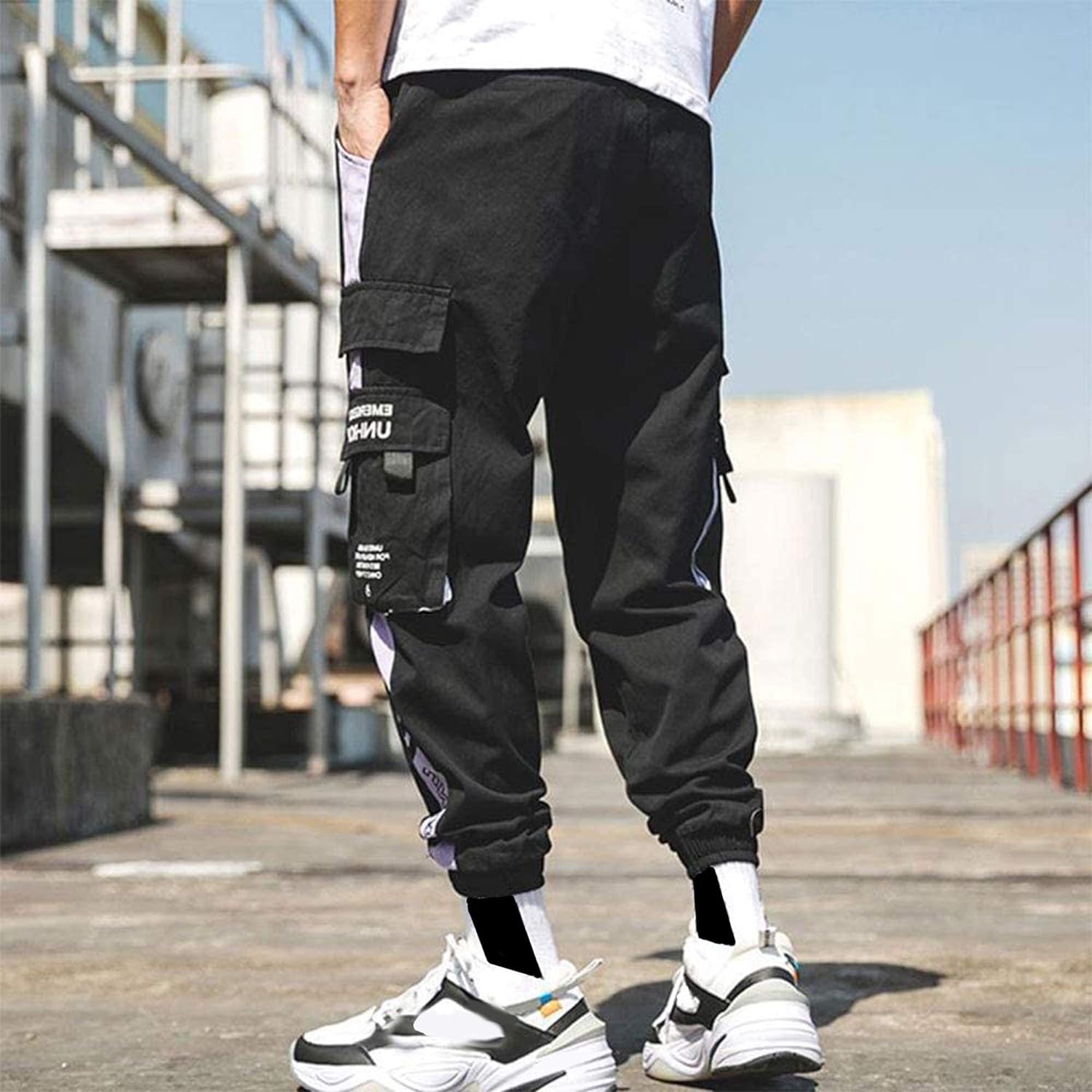 Men'S Streetwear Joggers Casual Sports Pants Baggy Casual Techwear Hip Hop Sweatpants Black Cargo Pants for Men