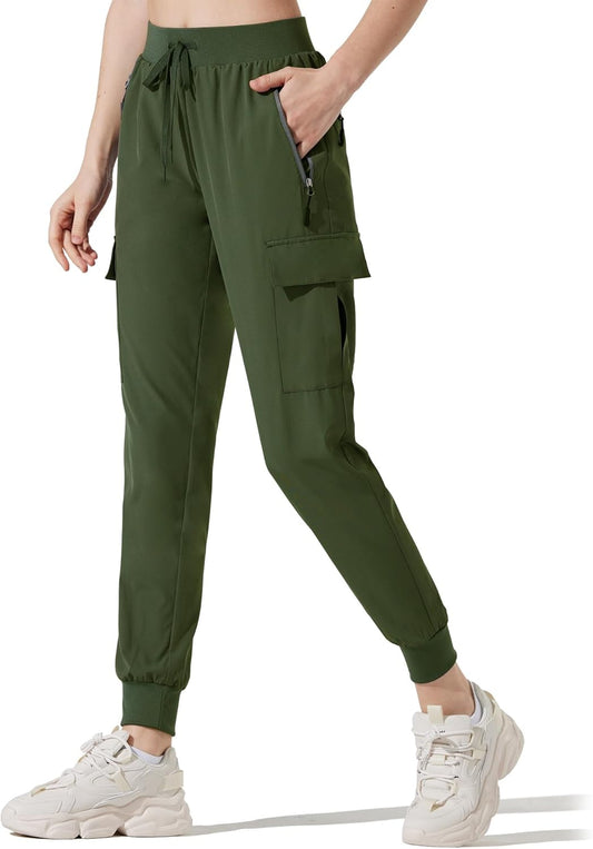 Women'S Hiking Pants Quick-Dry Joggers with Cargo Pockets Lightweight Athletic Pants for Running Gym Workout