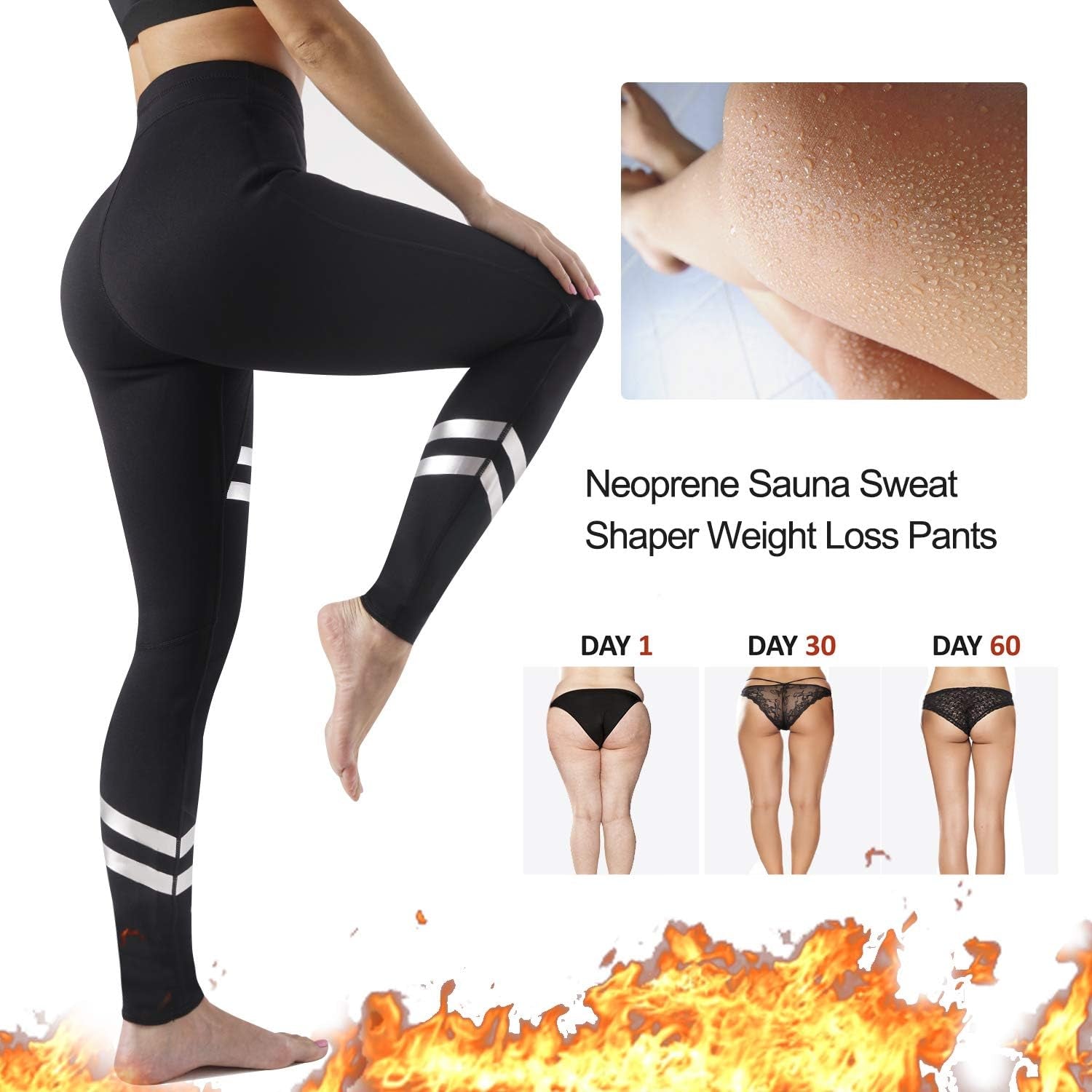 Neoprene Sauna Leggings Sweat Pants High Waist Slimming Leggings Tummy Control Weight Loss Workout Tights for Women
