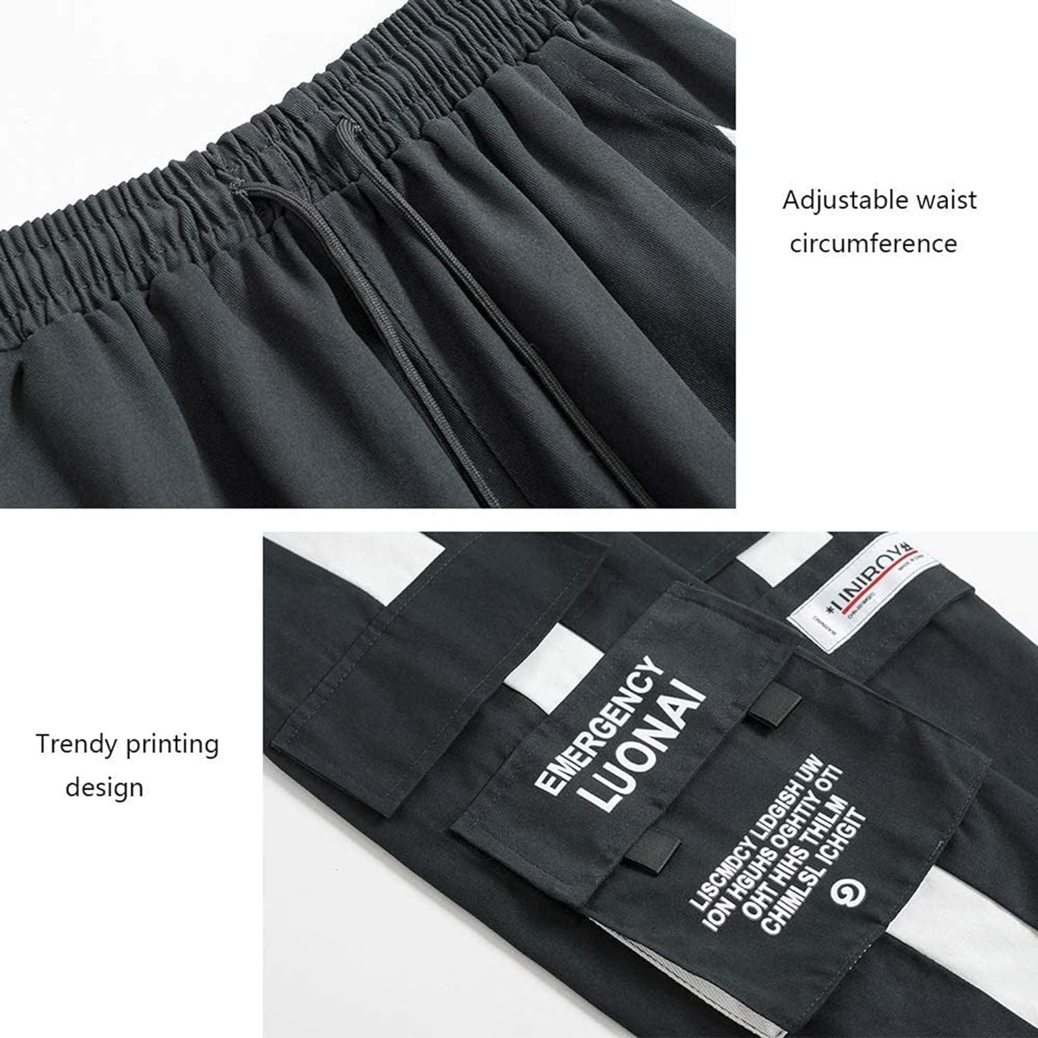 Men'S Streetwear Joggers Casual Sports Pants Baggy Casual Techwear Hip Hop Sweatpants Black Cargo Pants for Men