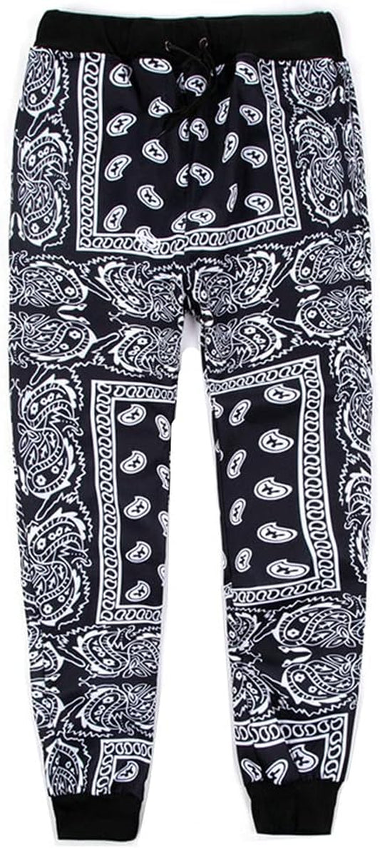 Unisex Fashion Man Skateboard Bandanas Pants Womens Loose Hip Hop Swag Bandanas Joggers Pants for Men'S Black,Small