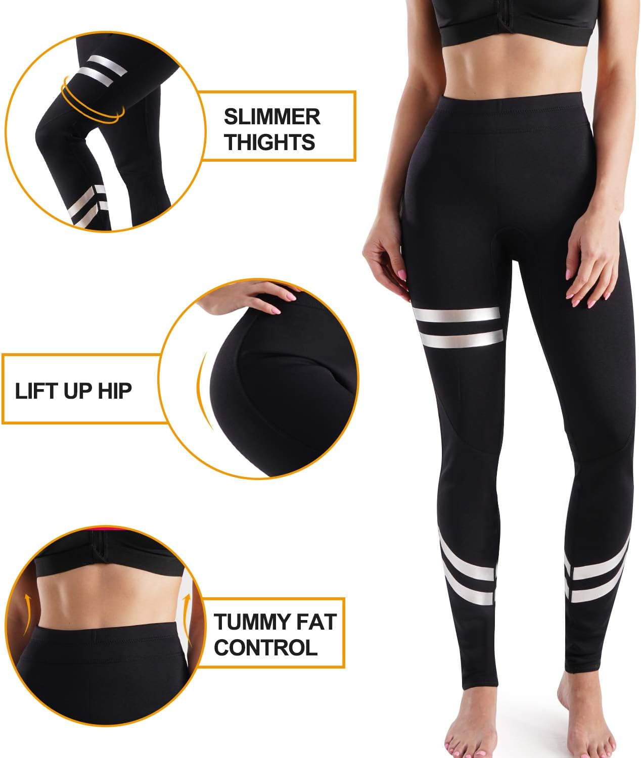 Neoprene Sauna Leggings Sweat Pants High Waist Slimming Leggings Tummy Control Weight Loss Workout Tights for Women