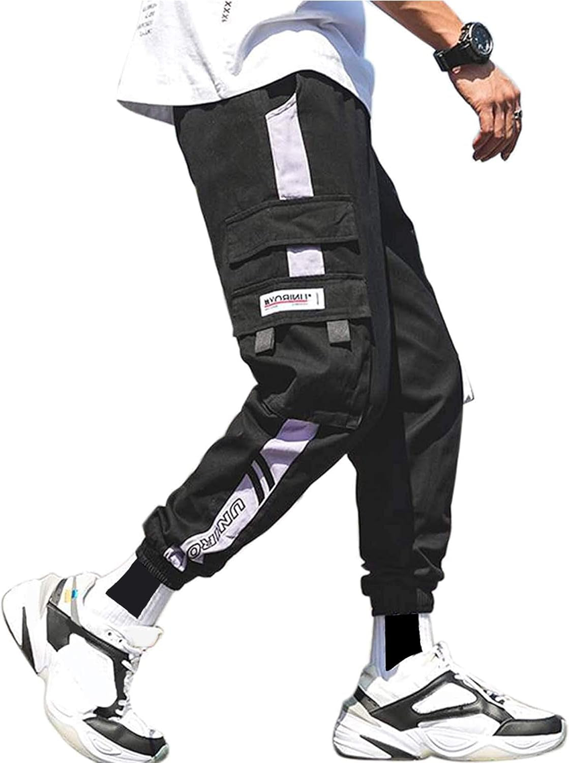 Men'S Streetwear Joggers Casual Sports Pants Baggy Casual Techwear Hip Hop Sweatpants Black Cargo Pants for Men