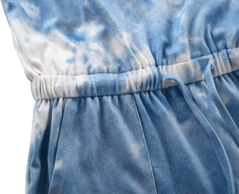 Women Pajamas Set Tie Dye Printed Short Sleeve Shirt and Pants PJ Sets Sleepwear Nightwear Loungewear