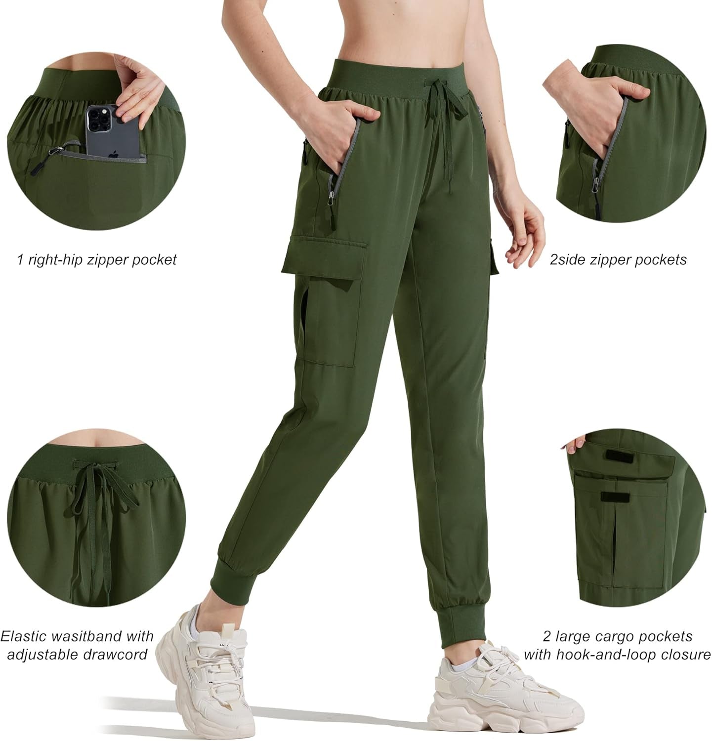 Cargo Pants Women Joggers for Women Hiking Pants Women Summer Pants Women Lounge Pants Women Green M