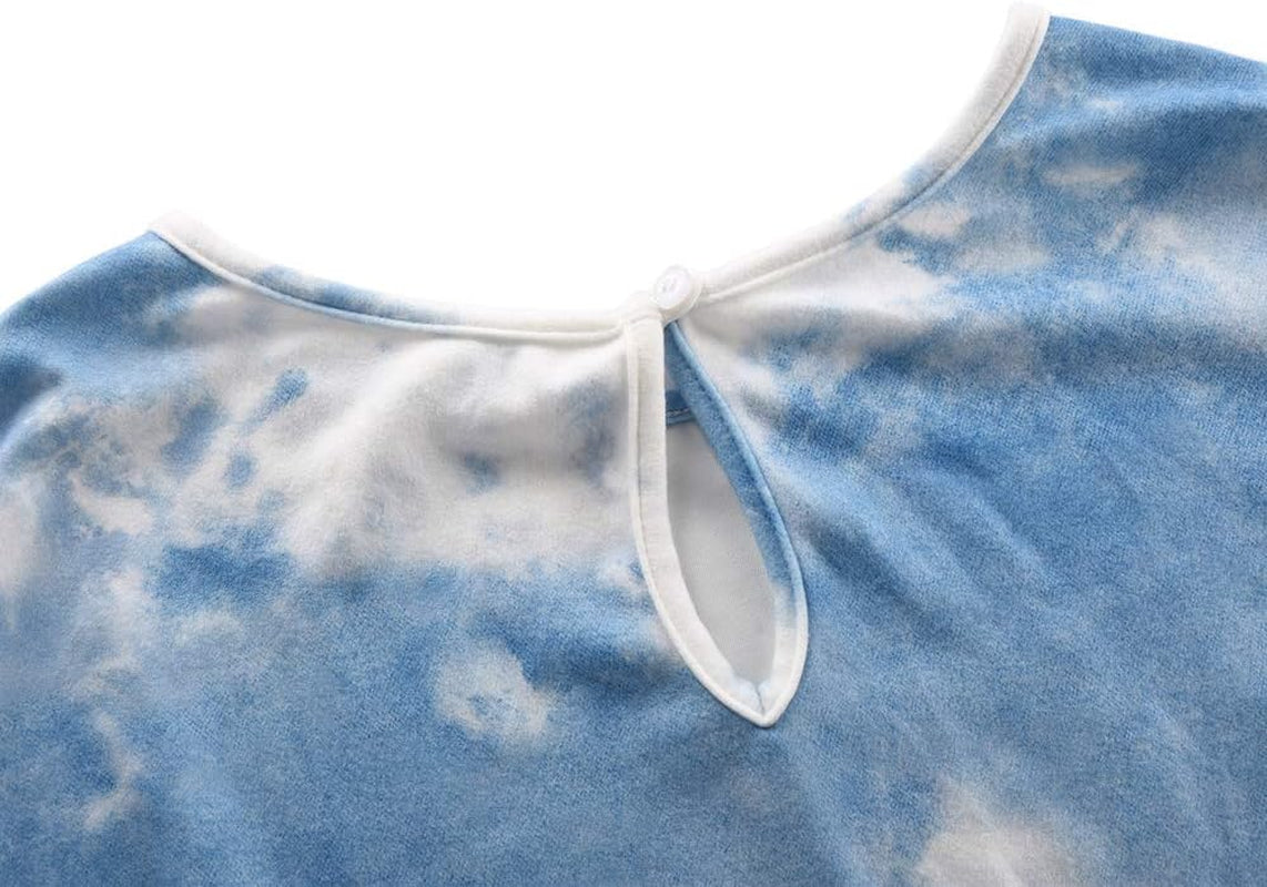 Women Pajamas Set Tie Dye Printed Short Sleeve Shirt and Pants PJ Sets Sleepwear Nightwear Loungewear
