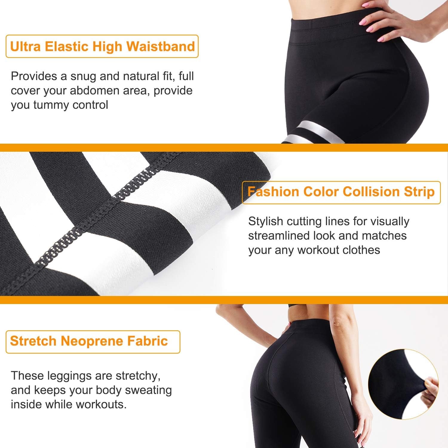 Neoprene Sauna Leggings Sweat Pants High Waist Slimming Leggings Tummy Control Weight Loss Workout Tights for Women