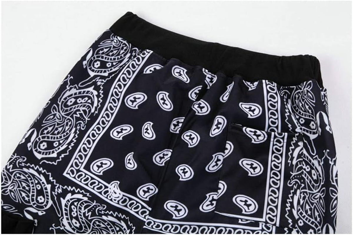 Unisex Fashion Man Skateboard Bandanas Pants Womens Loose Hip Hop Swag Bandanas Joggers Pants for Men'S Black,Small